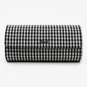 KRUK Black Pepita with Black Suede Interior Triple Watch Travel/Storage Case